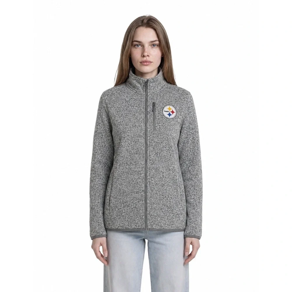 NFL Darius Rucker Steelers Jacket Men's Size Large Gray Sweater Fleece Full Zip